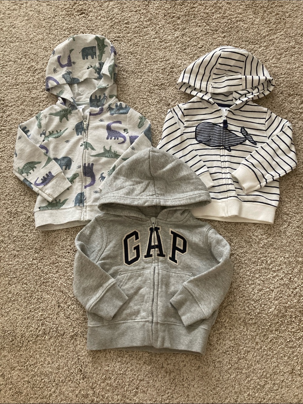 Bundle Boy Hoodie Zip Up Sweater 18 Months Gray Gap and Carter’s Cotton